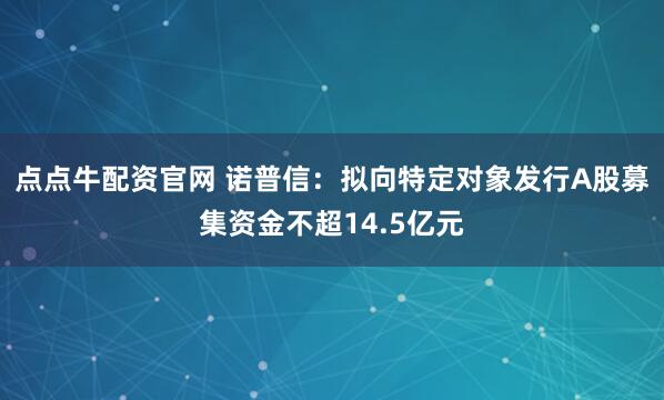点点牛配资官网 诺普信：拟向特定对象发行A股募集资金不超14.5亿元